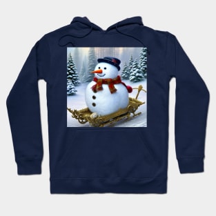 Cute Snowman Riding a Sledge Hoodie